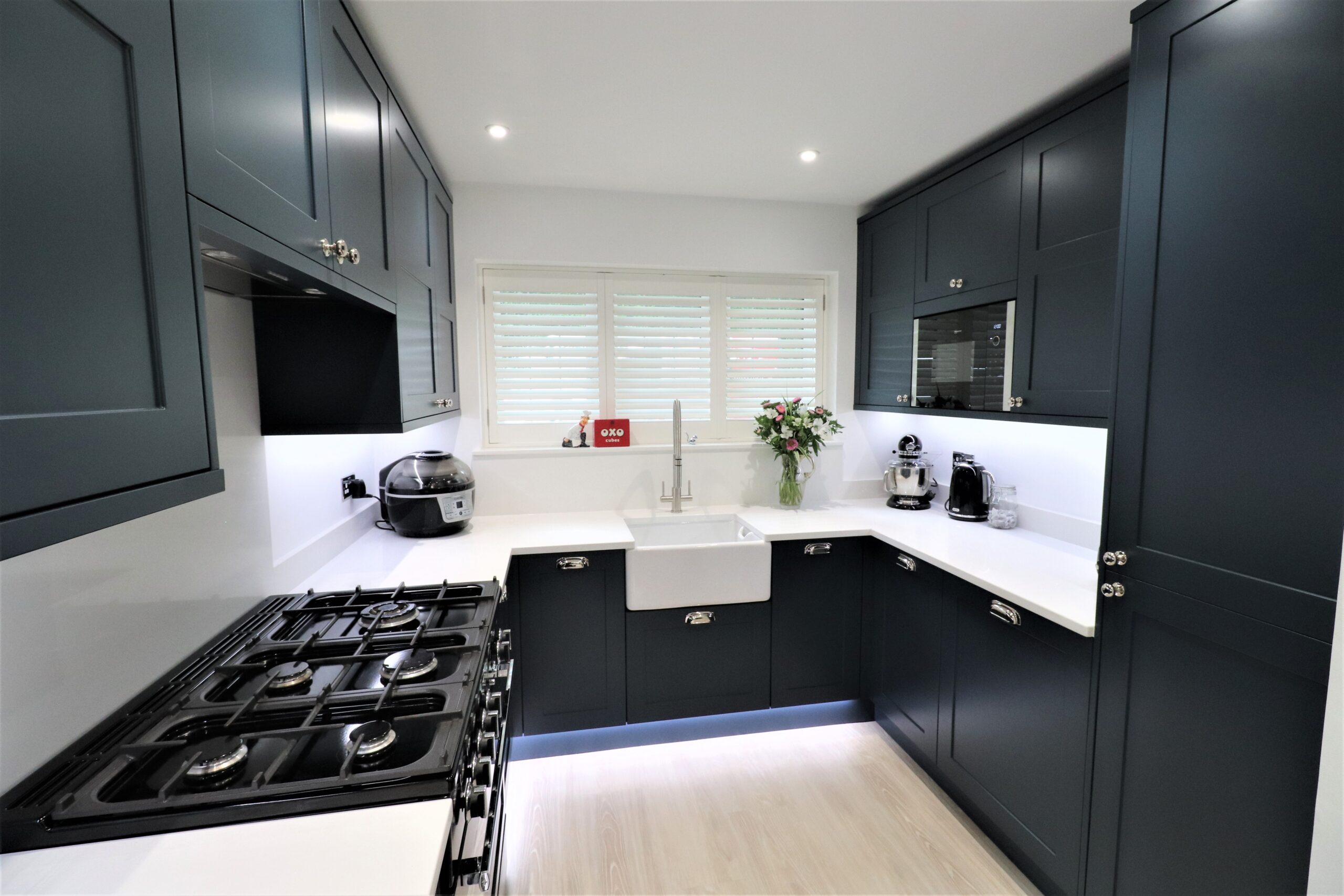 Classic Navy Shaker Kitchen With Belfast Sink